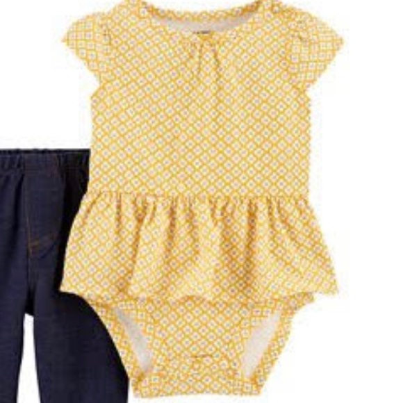 Carter's Other - Carter’s baby girl golden ruffle shirt sleeve onesie top size 18M EUC